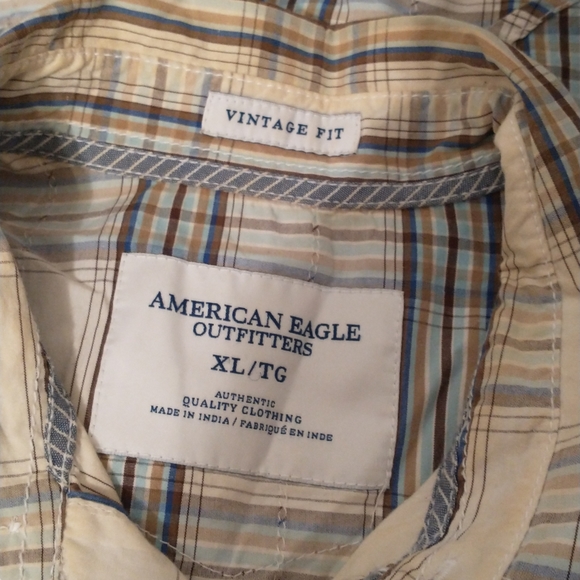 American Eagle Plaid Short Sleeves Shirt XL Cotton - Picture 11 of 11